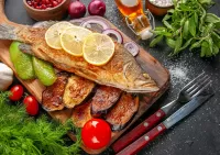 Jigsaw Puzzle Fish and vegetables