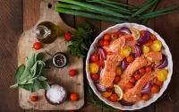 Jigsaw Puzzle Fish with vegetables