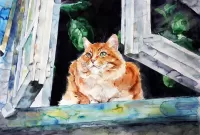 パズル Ginger cat on the window
