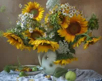 Quebra-cabeça Daisies and sunflower