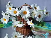 Jigsaw Puzzle Daisies in a basket