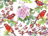 Пазл Роза и птицы