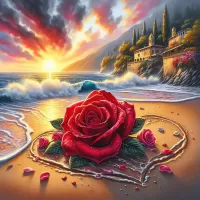 Jigsaw Puzzle Rose on the sand