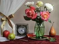 Slagalica Roses and clock