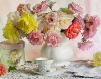 Quebra-cabeça Roses and porcelain