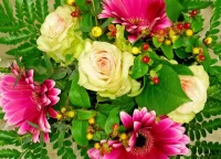 Jigsaw Puzzle Roses and Gerberas