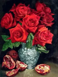 Puzzle Roses and pomegranate