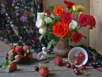 Rompecabezas Roses and strawberries