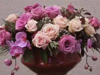 Rompecabezas Roses and orchid