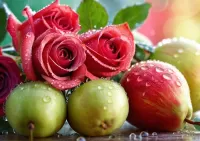 Jigsaw Puzzle Roses and apples