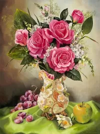 Jigsaw Puzzle Roses and apple