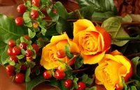 Пазл Розы и ягоды