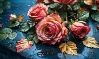 Jigsaw Puzzle Roses in raindrops