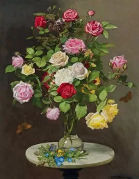Jigsaw Puzzle Roses in a vase