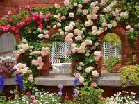 Пазл Розовая беседка в саду