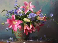 Quebra-cabeça pink lilies
