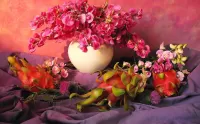 パズル Pink flowers in a vase
