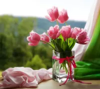 Пазл Розовые тюльпаны