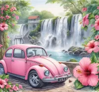 Пазл Розовый автомобиль