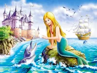 Zagadka Mermaid and dolphins