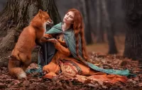 Rompecabezas With a Fox in the woods