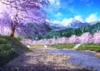 パズル Sakura by the river