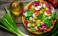 Jigsaw Puzzle Salad with sesame seeds