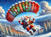 Jigsaw Puzzle Santa on a parachute