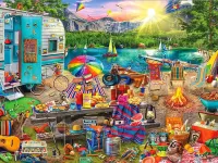 Jigsaw Puzzle Family camping