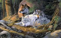 Jigsaw Puzzle Family of wolves