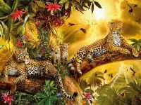 Jigsaw Puzzle Leopards family