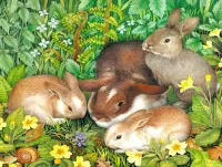 Quebra-cabeça rabbit family