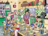 Jigsaw Puzzle Family at kitchen