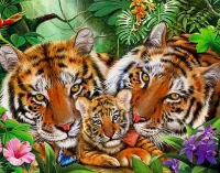 Quebra-cabeça Family of tigers