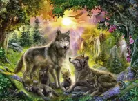 Jigsaw Puzzle The family of the wolf
