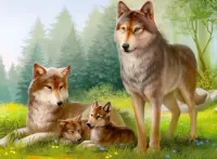 Quebra-cabeça Family of wolves