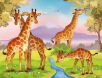 Jigsaw Puzzle giraffe family