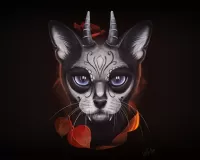 パズル Grey cat with horns