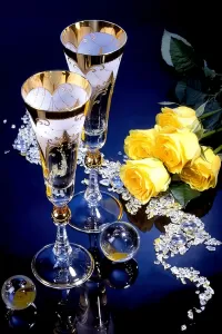 Jigsaw Puzzle Champagne and roses