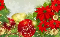 Jigsaw Puzzle Balls and poinsettia