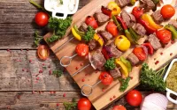 Jigsaw Puzzle Shish kebab with vegetables