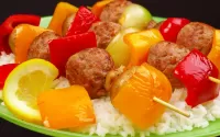 Bulmaca Kebabs and rice