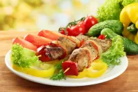 Jigsaw Puzzle Kebabs with tomatoes