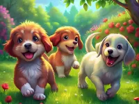 Jigsaw Puzzle Puppies frolicking