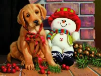 Zagadka Puppy and snowman