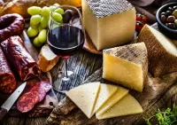 Jigsaw Puzzle Cheese and wine