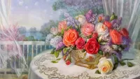 Zagadka Lilac and roses