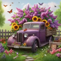 Jigsaw Puzzle Lilac car