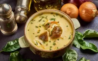 Слагалица Cheese soup with mushrooms