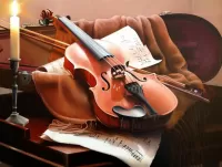 Jigsaw Puzzle Violin and candle